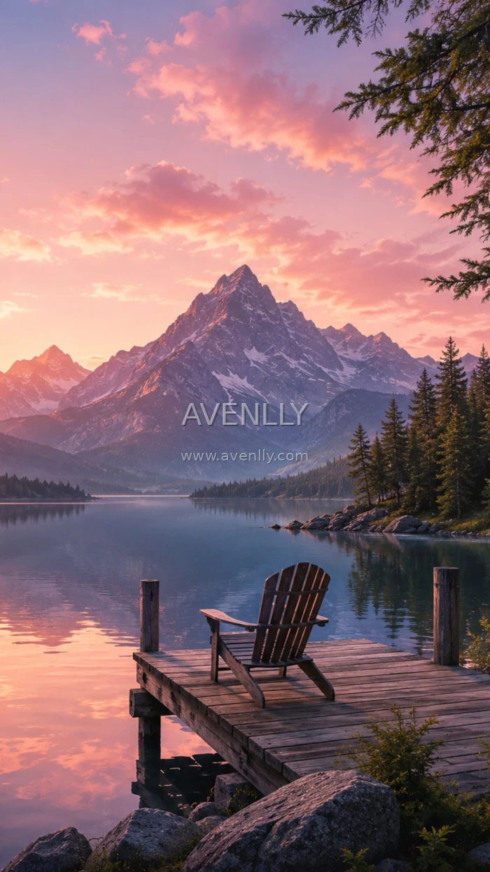 Sunset by the Lake Aesthetic Wallpaper HD