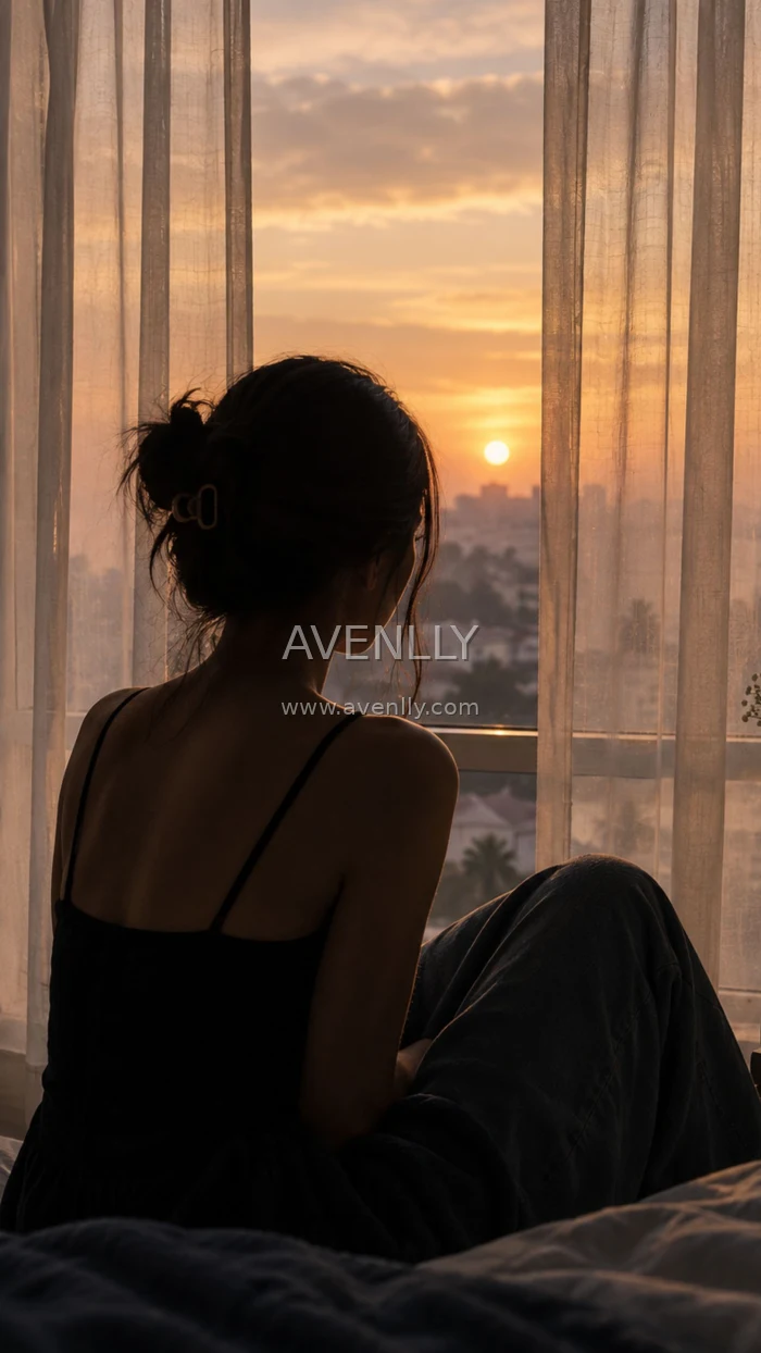 Sunset Window Girl Aesthetic Wallpaper