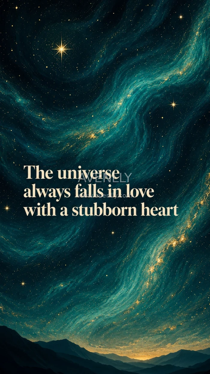 The Universe Always Falls in Love With a Stubborn Heart – Aesthetic Universe Wallpaper