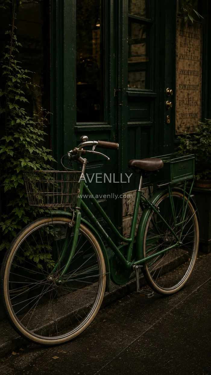 Vintage Bicycle Wallpaper | European Green Aesthetic
