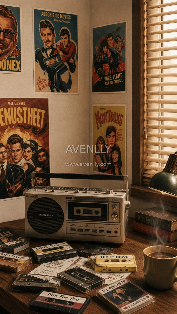 Vintage Cassette Player Desk Aesthetic 4K Wallpaper