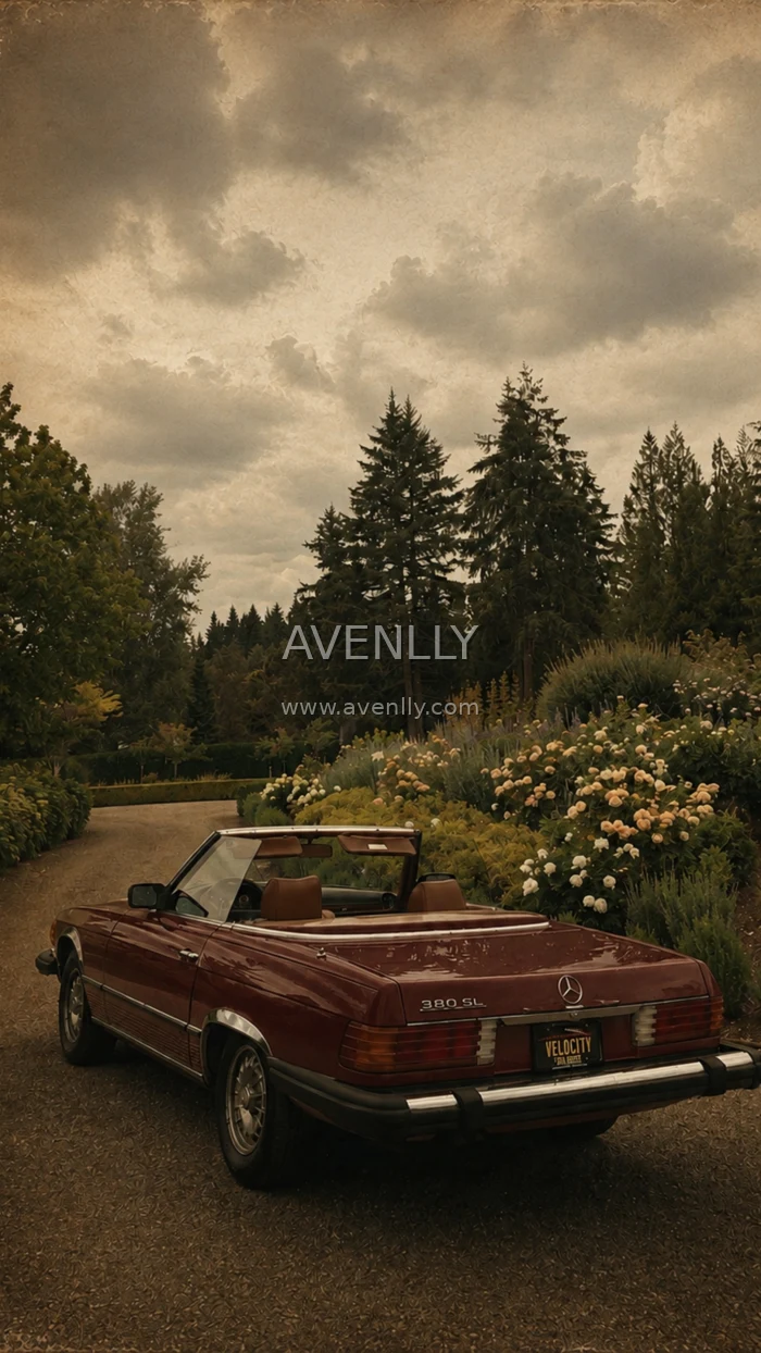 Vintage Classic Car Garden Aesthetic Wallpaper