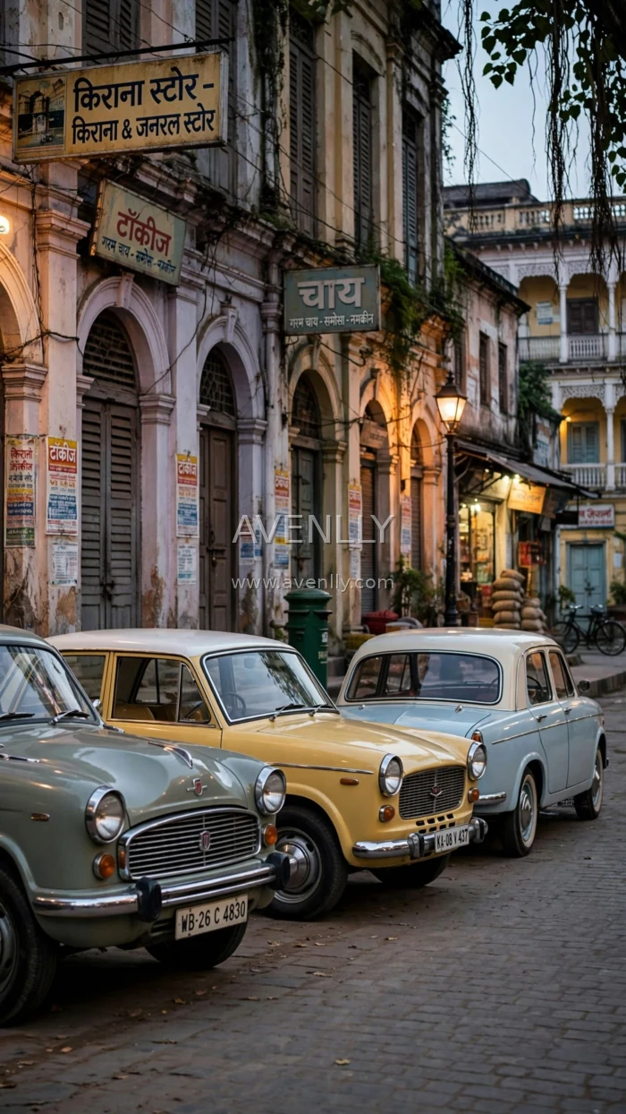 Vintage Indian Street Cars Wallpaper | Classic Heritage Town 4K