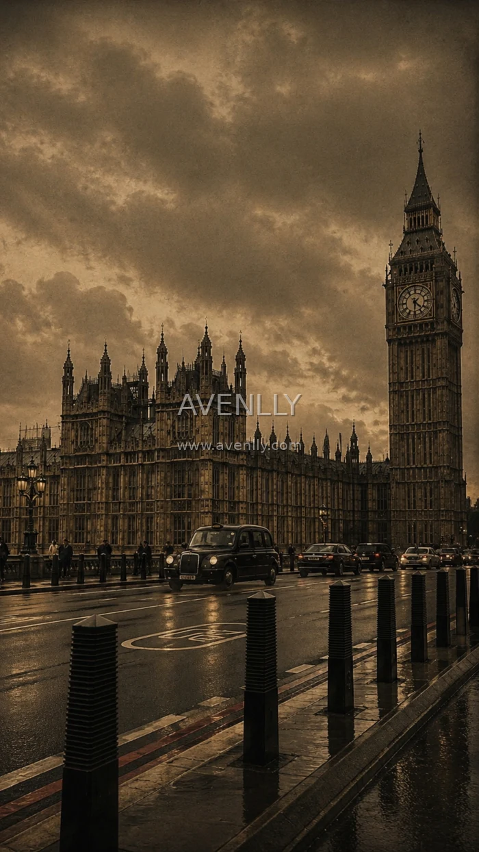 Vintage London Big Ben Rainy Night Wallpaper