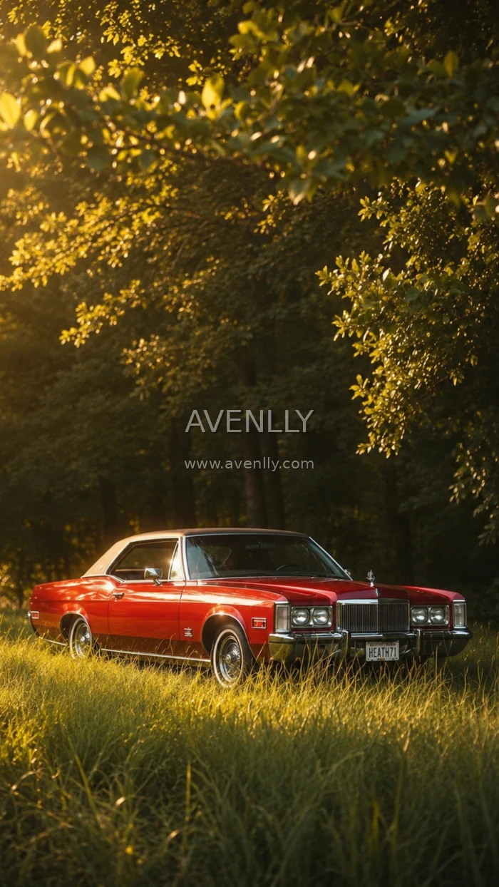 Vintage Red Classic Car Aesthetic Wallpaper
