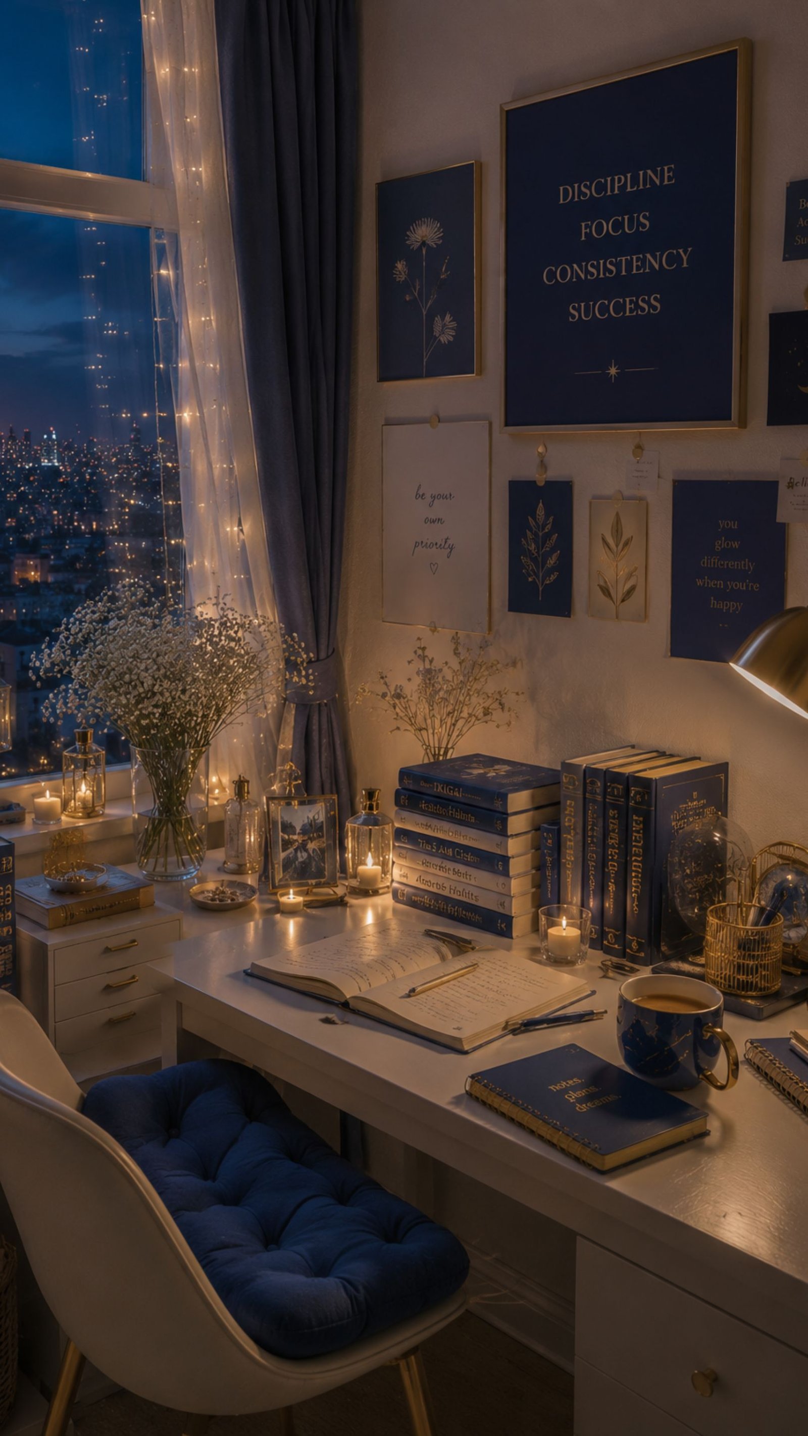 Sapphire Twilight Study Aesthetic Wallpaper - Avenlly