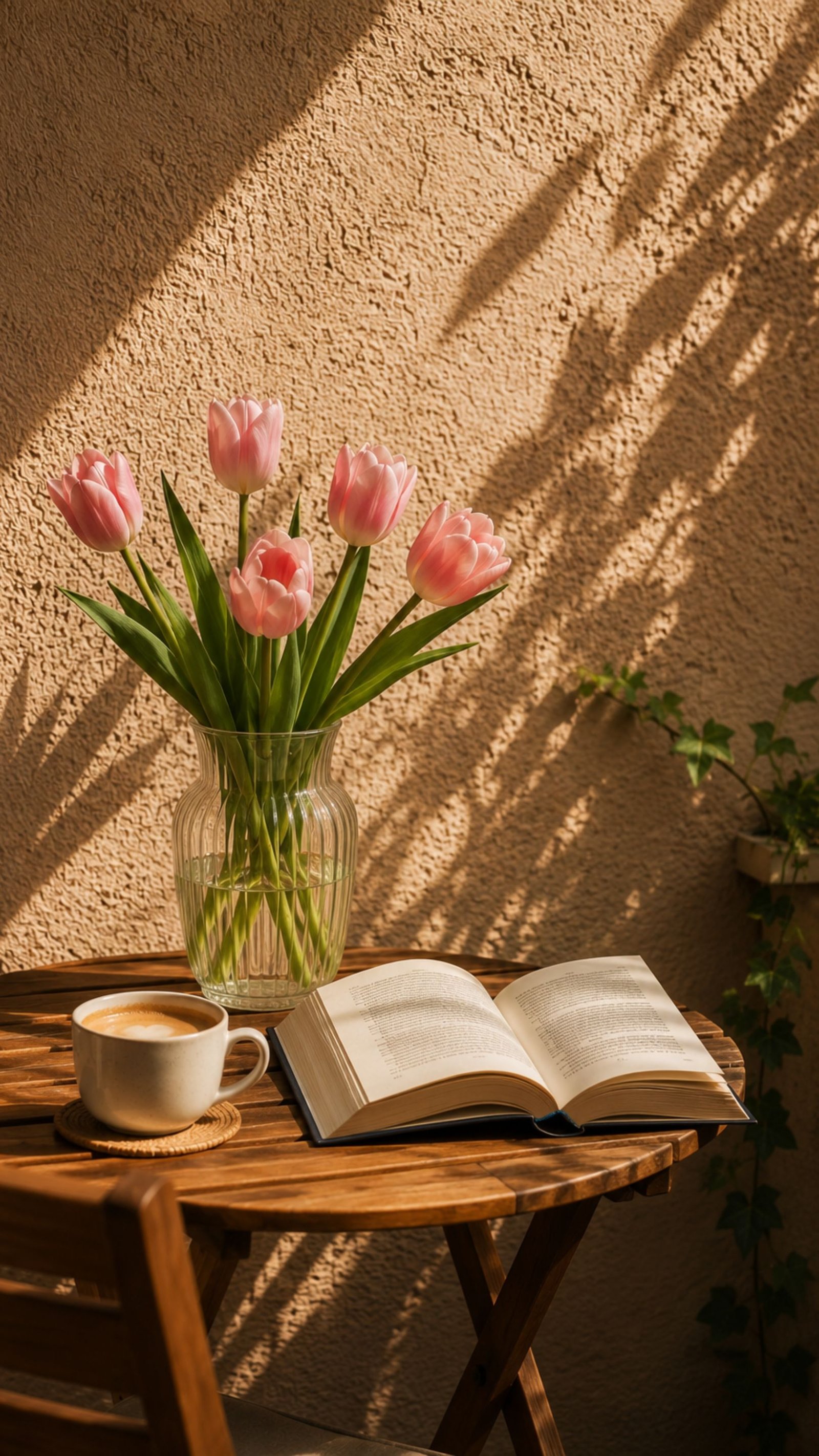 Cozy Tulip Coffee Aesthetic Wallpaper | 4K HD Background