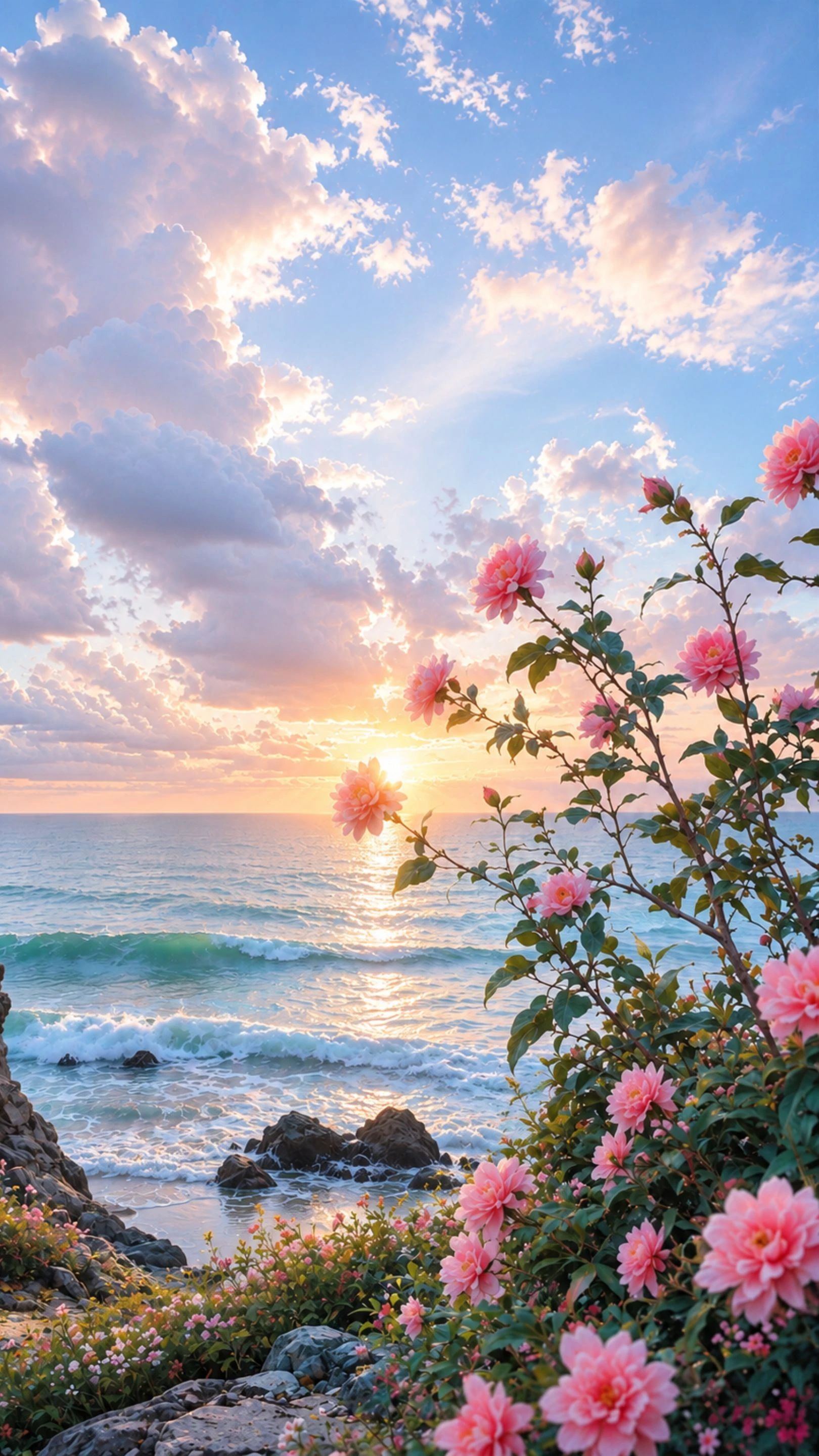 Blossoms by the Sea Aesthetic Wallpaper HD