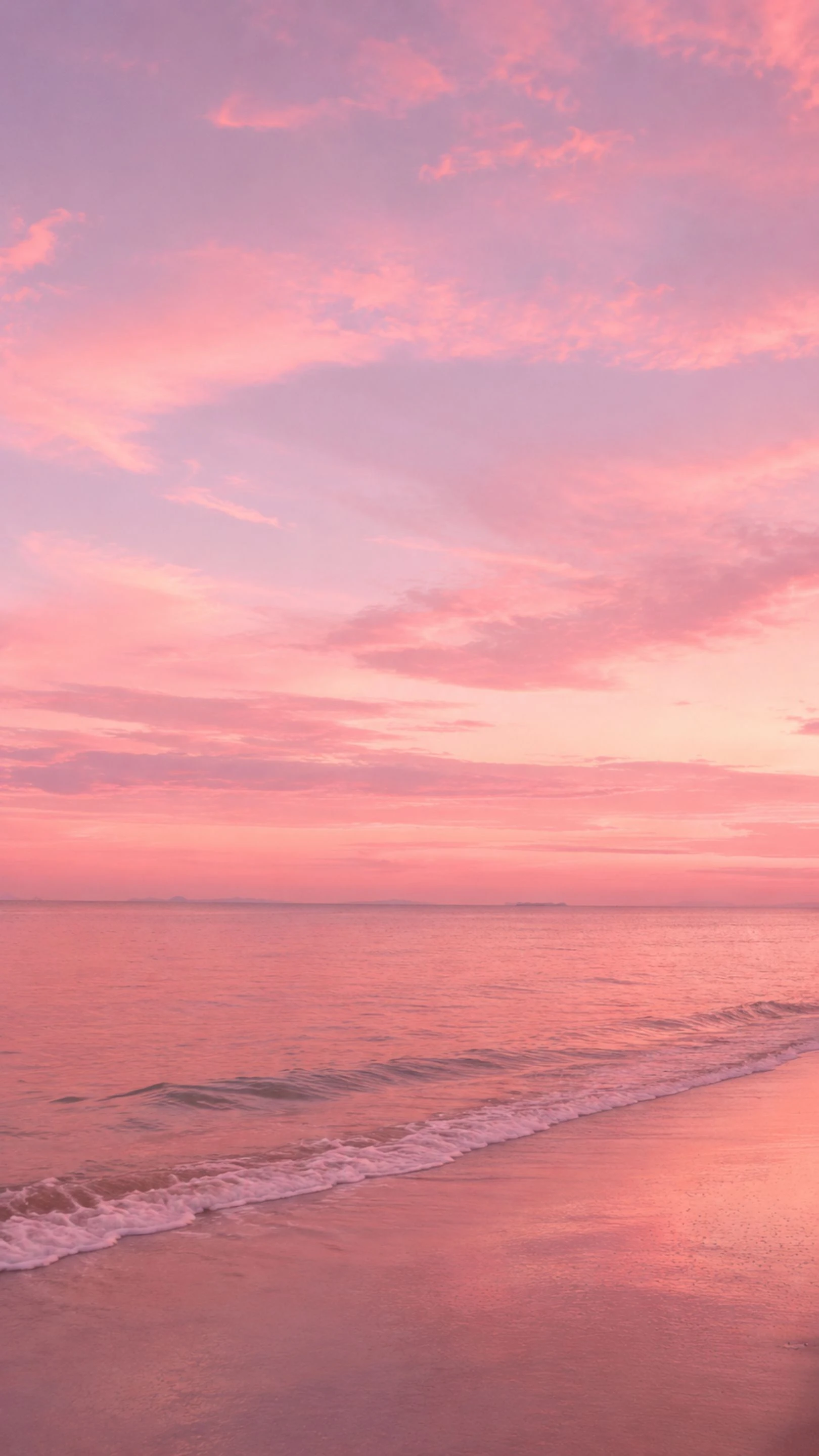 Pink Sunset Beach Aesthetic Wallpaper
