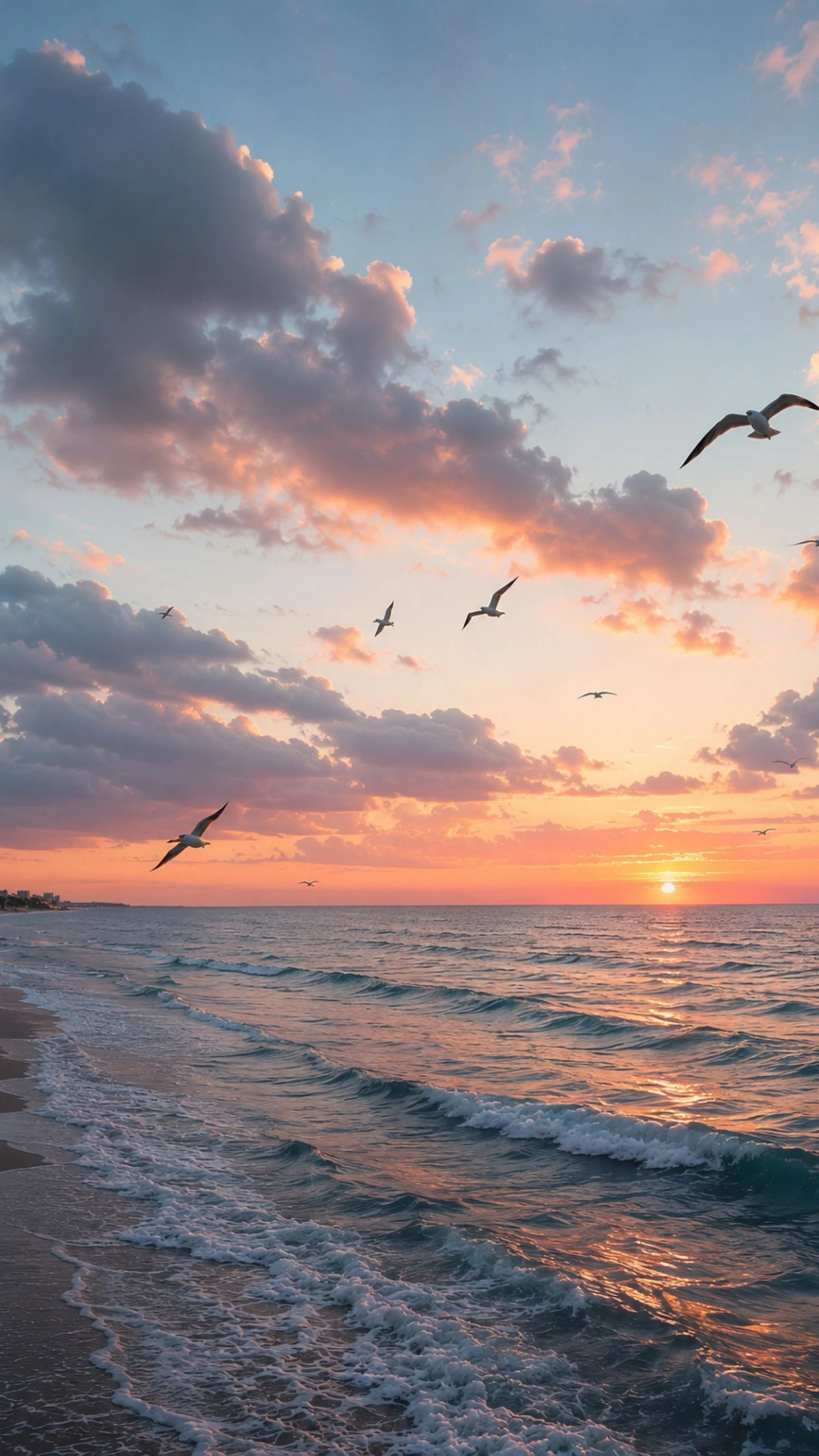 Sunset Shores Symphony Wallpaper | Aesthetic HD
